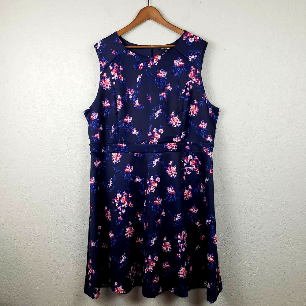 Floral Navy Sleeveless Fit & Flare Dress